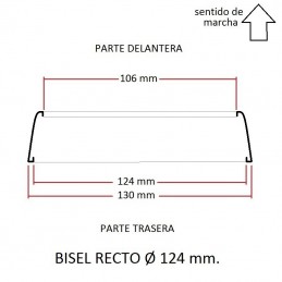Cerquillo bisel de faro RECTO Ø 124 mm.