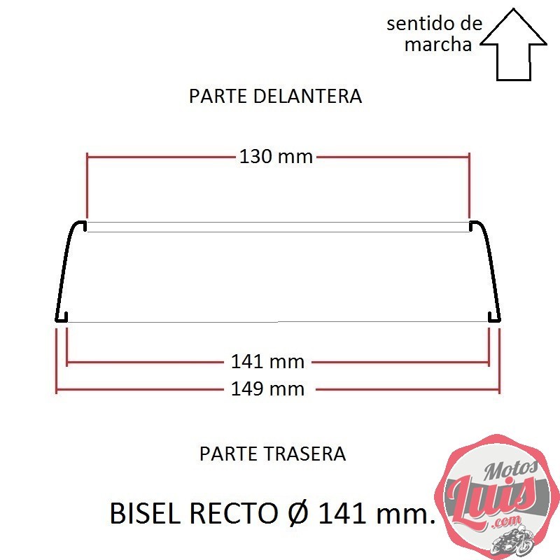 Cerquillo bisel de faro RECTO Ø 141 mm.