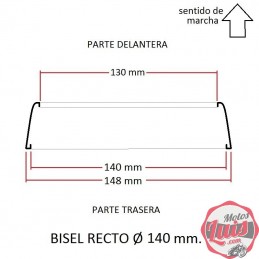 Cerquillo bisel de faro RECTO Ø 140 mm.