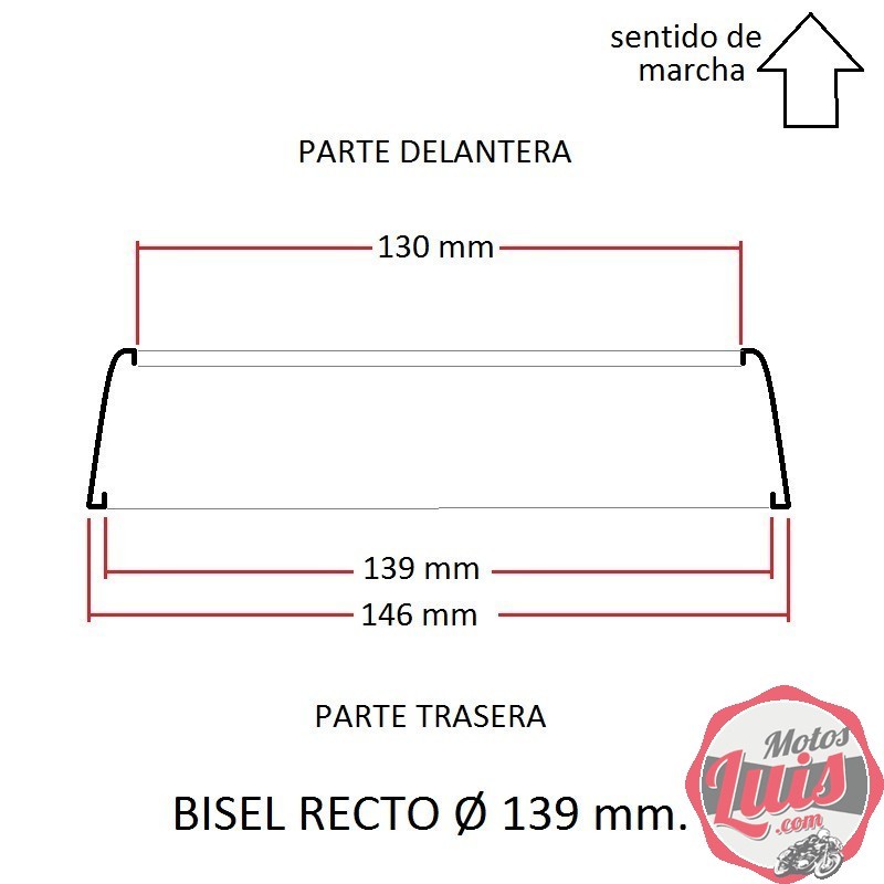 Cerquillo bisel de faro RECTO Ø 139 mm.